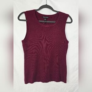 Cable & Gauge Maroon Knit Minimalist City Chic Sweater Tank Top sz XL NWT